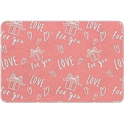 Bath Mat Rug Bathroom Absorbent Quick Dry Rubber Backed Bath Rugs Mats Non Slip 16x24 in Pink Love Gift Pattern