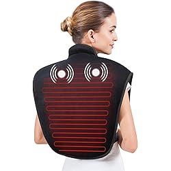 Heating Pad for Neck and Shoulders,Weighted Wearable Wrap Around Heating Pads with Massager,Electric Heat Pads for Neck Back Shoulder Pain Relief,2 Heat Levels & 5 Massage Nodes,Auto Shut Off,Portable
