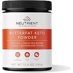 Neutrient the science of nature Keto Mct Oil Powder Coffee Creamer Blended C8 Medium Chain Triglycerides Sourced from Coconut Milk and Grass Fed Butter in A Delicously Creamy Ghee