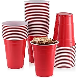 Red Plastic Cups, [50 Pack] 16 Oz Party Cup Disposable Cup Big Birthday party Cups