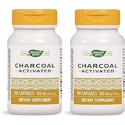 Nature's Way Charcoal Activated; 560 mg Charcoal per serving; 100 Capsules Packaging May Vary, Pack of 2