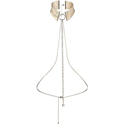 Bijoux Indiscrets Desir Metallique BDSM Collar with Golden Belly Chains for the Waist - Golden Collar Necklace for Girls - Adjustable Collar Choker Necklace for Women - Golden Bondaged Collars for Women
