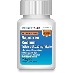 HealthCareAisle Naproxen Sodium, 220 mg - 225 caplets - Back and Muscle Pain Reliever, Up to 12 Hours of Relief