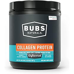 BUBS Naturals Collagen Peptides Powder - Pasture Raised Grass Fed - Paleo & Keto Friendly Whole30 Approved Non-GMO Dairy and Gluten Free | Vital for your Joints and Skin Unflavored 20oz 28 Servings