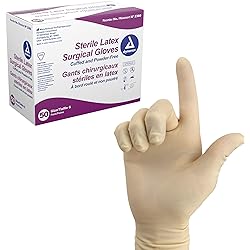 Dynarex Sterile Disposable Latex Surgical Gloves, Powder-Free, Sterilely Packaged in Pairs, Bisque, Size 6.0, 1 Box of 50 Pairs of Gloves