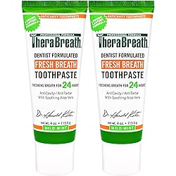 TheraBreath Fresh Breath Dentist Formulated 24-Hour Toothpaste, Mild Mint, 4 Ounce Pack of 2