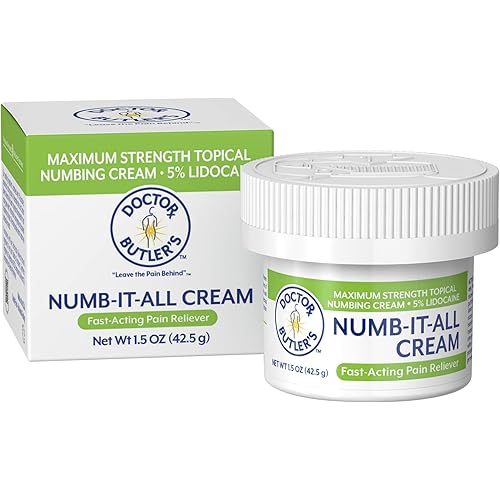 Doctor Butler’s Numb It All Cream – Topical Numbing Cream with 5% Lidocaine, Itch and Pain Relief Cream, Fast Acting & Maximum Strength for Topical Pain Relief 1.5oz