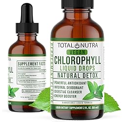Mint Flavored Liquid Chlorophyll Drops -Total Nutra Vegan Chlorophyll Liquid Drops from Mulberry Leaves, Easy Digest Chlorophyllin Supplements, Immune Support, Liver Detox & Body Odor Supplements 2oz