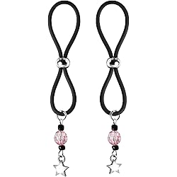 Bijoux De Nip Nipple Halos Star Charm Pink & Black Beads Silicone Band, 1.5 Ounce