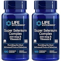 Life Extension Super Selenium Complex 200 mcg & Vitamin E, 2 Pack 2x100 Vegetarian Capsules