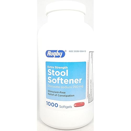 Rugby Stool Softener Docusate 250mg Softgels 1000 Count per Bottle