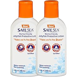 Safe Sea Anti Jellyfish Lotion, Non Toxic Waterproof Protects Against Sea Lice, Fire Coral & Jelly Stings 2 pack no SPF