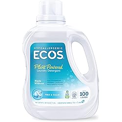 ECOS® Hypoallergenic Laundry Detergent, Free & Clear, 100 loads, 100oz, Bottle by Earth Friendly Products