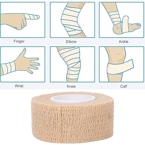 Adhesive Bandage Self Adherent Bandage Wrap Breathable Non Woven Flexible Cohesive Tape for SportsSkin Color 2.5cm4.5m