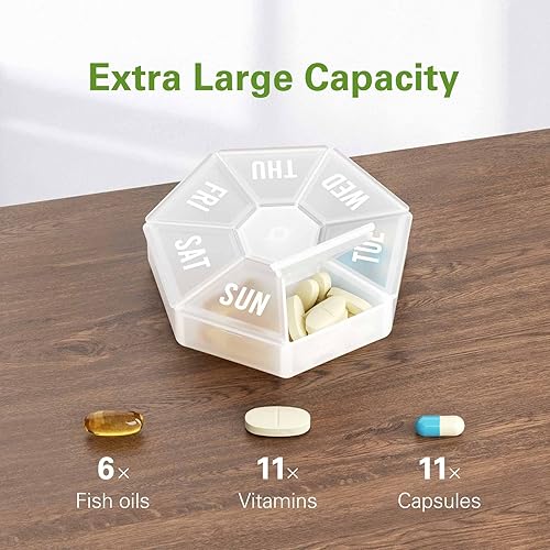 TookMag Weekly Pill Organizer 7 Day Large, Daily Pill Cases Pill Box, Portable Travel Medicine Organizer for Pills Vitamin Fish Oil Supplements