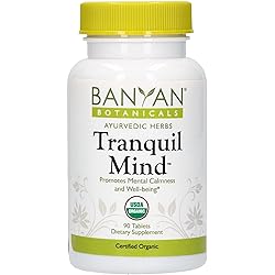 Banyan Botanicals Tranquil Mind - USDA Organic - 90 Tablets - Soothes Nervousness & Stress - Supports a Calm Mind