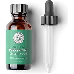 Peppermint Essential Oil, 1 Fluid Ounce - 100% Pure and Undiluted, Therapeutic Grade Aromatherapy Oil for Diffuser, Relaxation, Focus, Pain Relief - by Pure Body Naturals