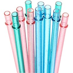 Dakoufish 11 Inch Long Reusable Replacement Plastic Glitter Drinking Straws for 30 oz & 20 oz Mason Jar,Tumblers, Set of 12 with Cleaning Brush 11inch 3color