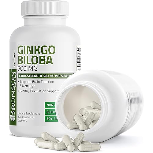 Bronson Ginkgo Biloba 500mg Extra Strength 500mg per Serving - Supports Brain Function & Memory Support, 120 Vegetarian Capsules