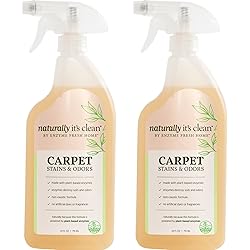naturally it's clean Carpet Stains & Odors Cleaner; Plant Based Enzyme Safely Cleans PetFood Stains, Grease & Ink from Carpets, Rugs, Upholstery & Drapery, 24oz Spray Bottle x 2 Pack
