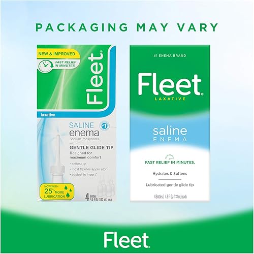 Fleet Laxative Saline Enema for Adult Constipation, 4.5 fl oz, 4 Bottles, 6 Pack