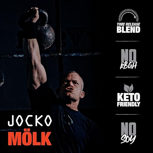 Jocko Mölk Protein Powder Chocolate Peanut Butter - Keto, Probiotics, Grass Fed Whey, Digestive Enzymes, Amino Acids, Sugar Free Monk Fruit Blend - Supports Muscle Recovery and Growth - 31 Servings