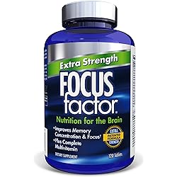 Focus Factor Extra Strength, 120 Count - Brain Supplement for Memory, Concentration and Focus - Complete Multivitamin with DMAE, Vitamin D, DHA - Trusted Brain Health Supplement - Brain Vitamins