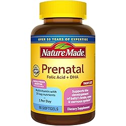 Nature Made Prenatal with Folic Acid DHA, Dietary Supplement for Daily Nutritional Support, 90 Softgels, 90 Day Supply