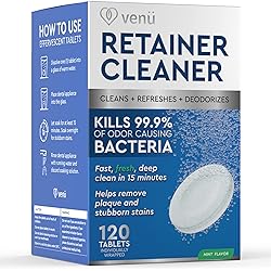 Retainer Cleaner Tablets - Denture Cleaning Tablets - Mouth Guard Cleaner - Plaque Remover, Removable Dental Appliance, Aligner, Wire Retainer - 120 Tabs 4 Month Supply