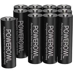 POWEROWL Rechargeable AA Batteries, 2800mAh High Capacity Double A Batteries 1.2V NiMH Low Self Discharge Pack of 12