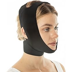 Post Surgery Neck and Chin Compression Garment Wrap Bandage, Face Slimmer, Jowl Tightening, Neck Coverage, Chin Lifting Strap M