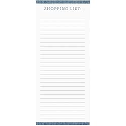 Graphique Magnetic Notepad, Chambray – 100 Sheets, 4” x 9.25” x .5” – Front Says, “Shopping List”, Sticks to Any Magnetic Surface, Perfect for Shopping and Grocery Lists, Makes a Great Gift
