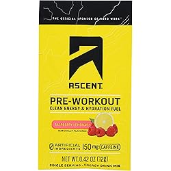 Ascent, Preworkout Raspberry Lemonade Single Packet, 0.42 Ounce