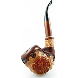 Exclusive Long Tobacco Smoking Pipe Decorated Inlaid"Anchor" Engraved Pouch ! 1