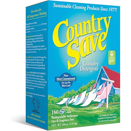 Country Save Laundry Detergent Powder Natural- 4 Packs of 100 oz, 160 HE Loads per Pack Powdered Laundry Detergent Clear & Free of Chemicals-Sensitive Washing Eco HE Laundry Detergent Safe for Babies