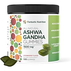 Fantastic Nutrition Ashwagandha Gummies - 120 Count. Helps: Reduce Stress, Improve Memory, Enhance Mood, Improve Sleep, Vegan, Gluten and Gelatin Free. Natural Strawberry Flavor