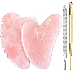 4 Pieces Pink Crystal Scraping Tool Heart Scraping Facial Massage Tools in 4 Styles Double Headed Spring Loaded Ear and Body Point Probe Body Foot Neck Back Massager Scalp Massage Tools