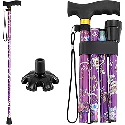 Walking Cane PANZHENG Cane for ManWoman | Mobility & Daily Living Aids | 5-Level Height Adjustable Walking Stick | Comfortable Plastic T-Handle Portable Walking Stick Folding Cane