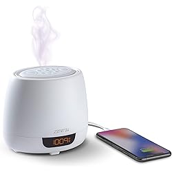 iHome Zenergy Aroma Dream Aromatherapy Diffuser Alarm Clock with Sound Therapy, 12 Soothing Sounds and White Noise, Aroma Sound Timers, Anti-Anxiety and Stress Relief