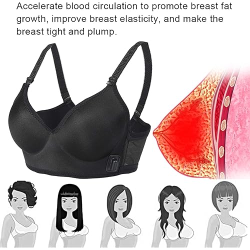 Heated Vibration Massage Bra Breathable Vibration Chest Enlargement Electric Breast Massage Bra Enhancer Shaping Beautiful Chest Intelligent Temperature Control USB Rechargeable