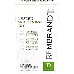 REMBRANDT Deeply White Peroxide 1 Week Teeth Whitening Kit, Removes Tough Stains, Enamel-Safe, 28 Custom-Fit Whitening Strips 14 Treatments