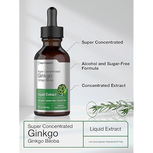 Ginkgo Biloba Leaf Liquid Extract 2 oz | Alcohol-Free | Vegetarian, Non-GMO, Gluten Free | by Horbaach