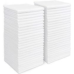 AIDEA Microfiber Cleaning Cloths White-50PK, Strong Water Absorption, Lint-Free, Scratch-Free, Streak-Free, Dish Towels White 11.5in.x 11.5in.