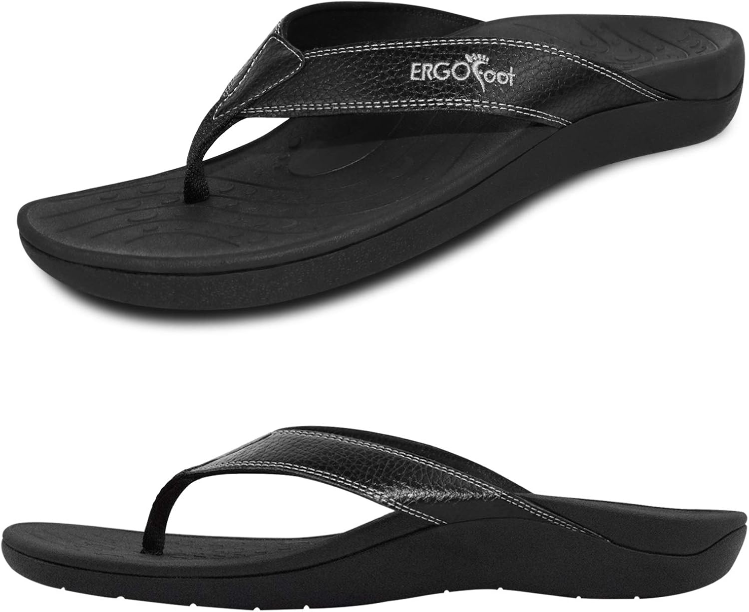 Upgraded Orthotic Flip Flops with High Arch Support- Women's and Men's Thong Sandals- Walking Comfort with Orthopedic Support for Plantar Fasciitis, Flat Feet & Heel Spur- Beach Slippers by ERGOfoot