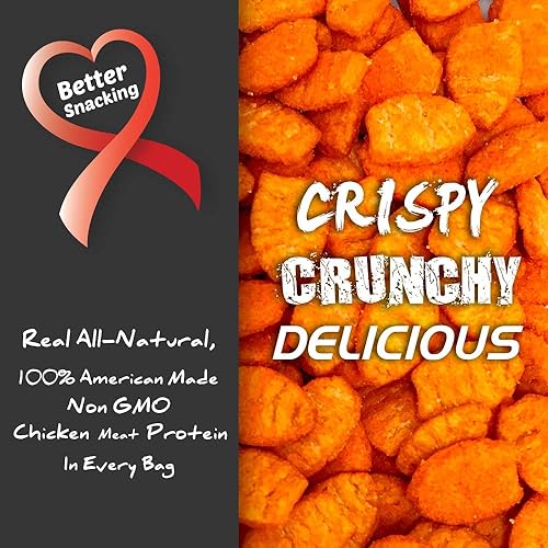 Barn Dad Nutrition CHXNSNX Crispy Protein Bites -Buffalo Wing Blue Cheese with 7 Serving 70 Grams of Protein Per Bag, 6.16 Oz