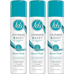 FDS Intimate Deodorant Spray, Shower Fresh, 2 oz Pack of 3, Feminine Spray for All Day Freshness & Odor Protection; pH-balanced, Talc-Free, Gynecologist Tested