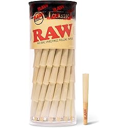 RAW Pre Rolled Cones 7030 - Tiny Sized Prerolled Cones 70mm in Length with a 30mm Tip - Small, Portable, for Quick Smoking Sessions - 102 Cone Pack