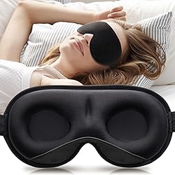 YFONG Sleep Mask, Women Men 2022 3D Micro Weighted Eye Mask Blocking Lights Sleeping Mask, Pressure Relief Night Sleep Eye Masks with Adjustable Strap, Eye Cover for Travel, Nap, Yoga