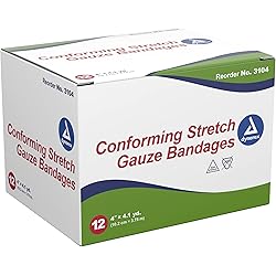 Dynarex Non-Sterile Stretch Gauze Bandage Roll, 4-Inch x 4.1 yds,12 Count