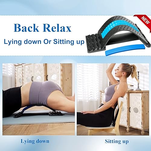 Back Stretcher4-Level, Back Cracker, Back Cracking Device for Back Pain Relief, Adjustable Multi-Level Back Support Back Massager, Upper & Lower Back Muscle Pain Relief for Sciatica, Scoliosis
